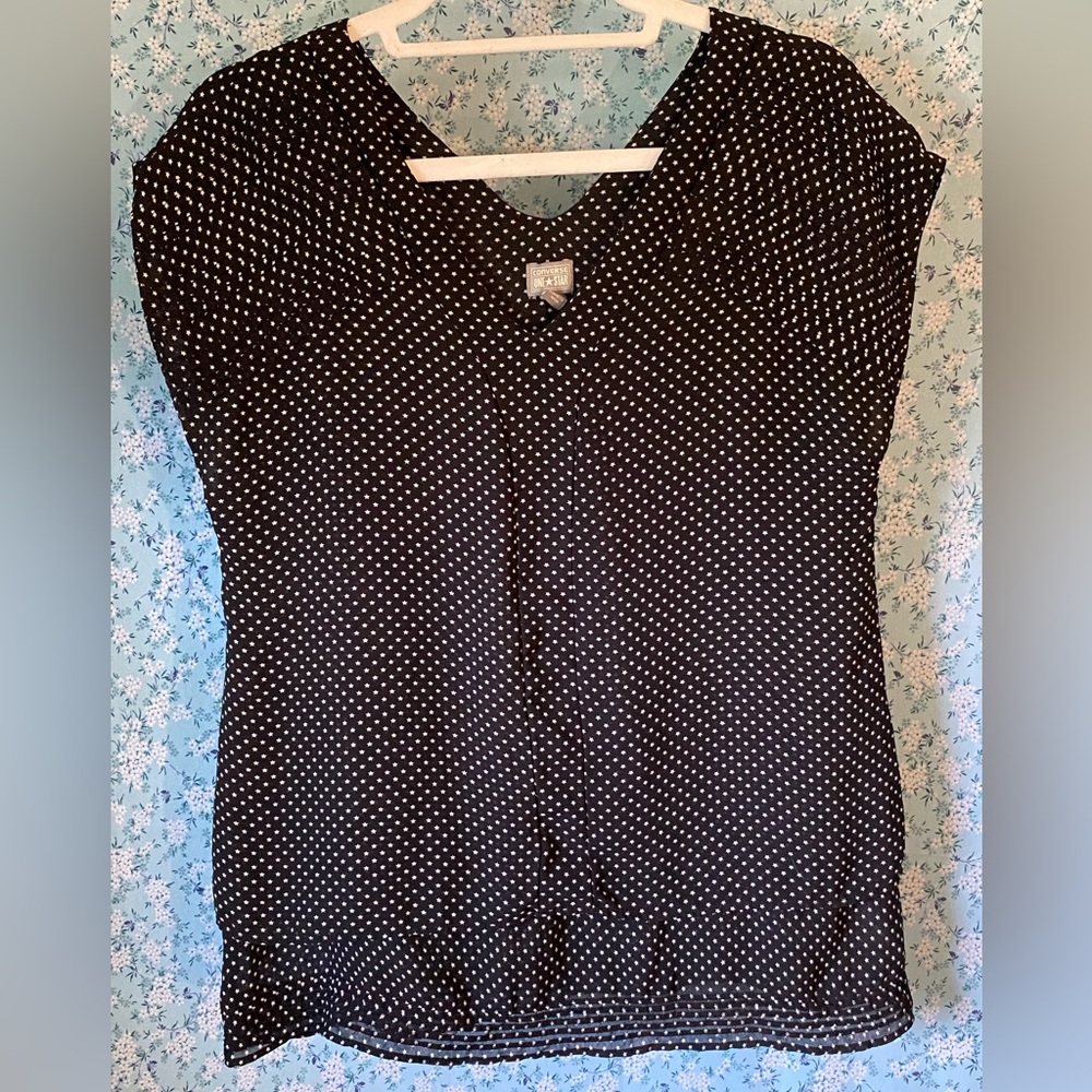 Converse Black with White Stars Cap Sleeve Top